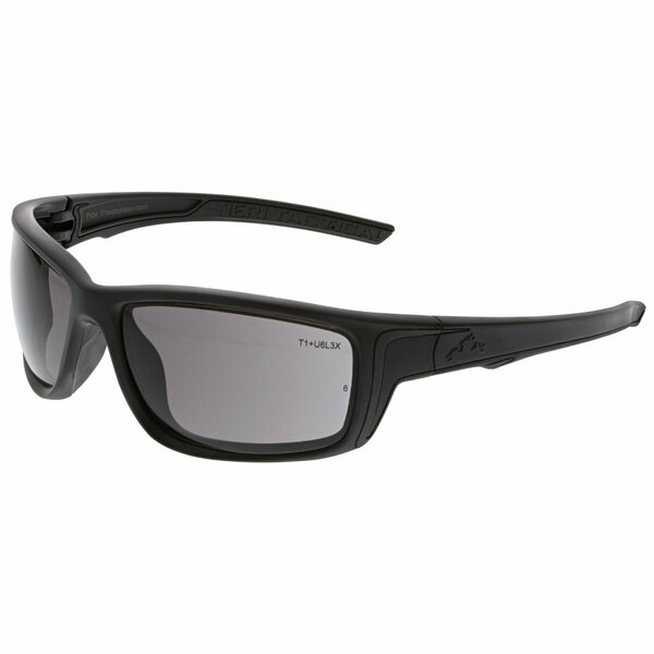 Mcr Safety Glasses, TIER1 T124 MATTE BLACK, GRAY MAX6, 12PK T12412P